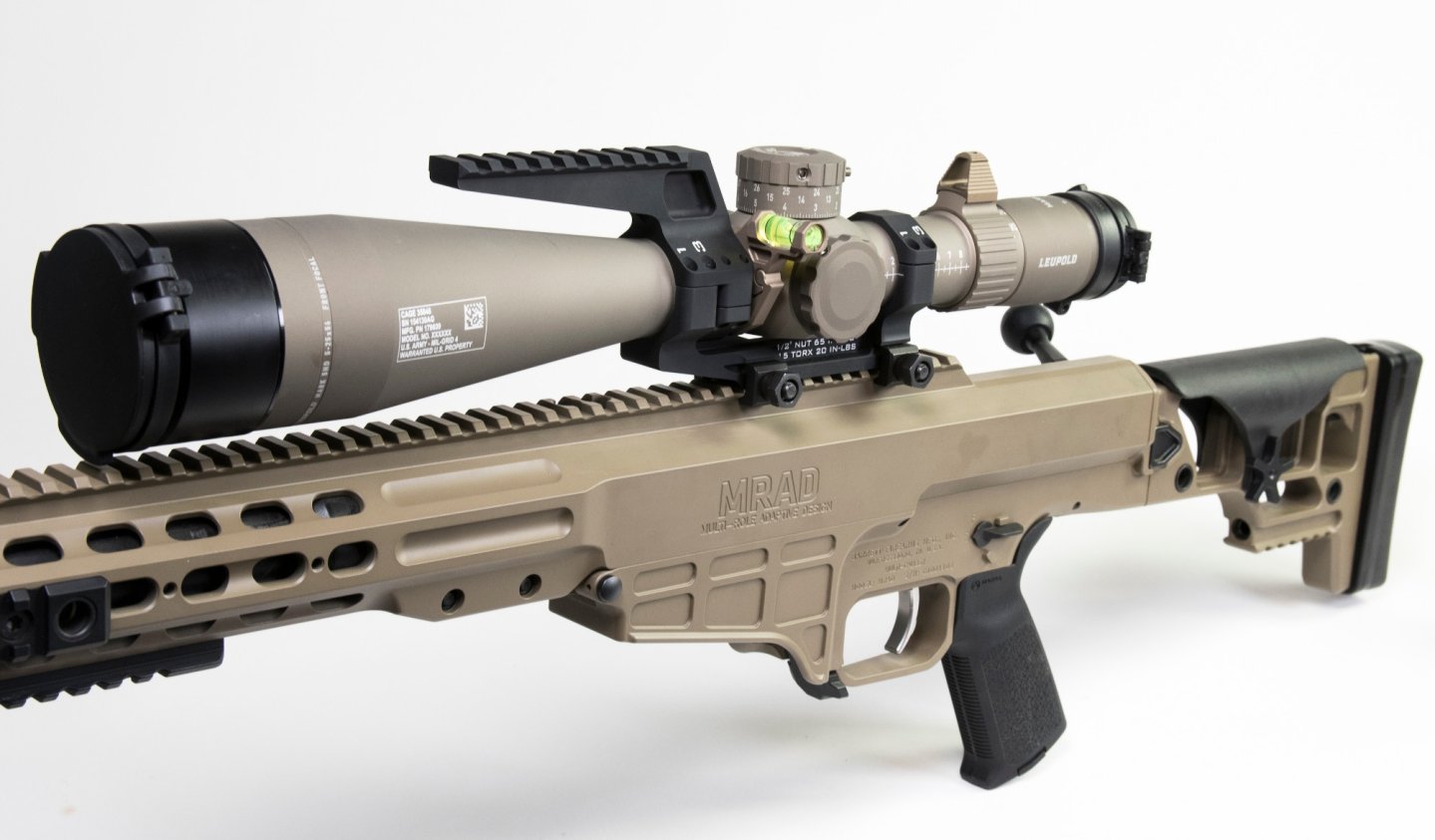 Leupold Mark 5HD – New Precision Sniper Rifle (PSR) scope of the US Army Leupold Mark 5HD 5-25x56 mounted on a rifle.