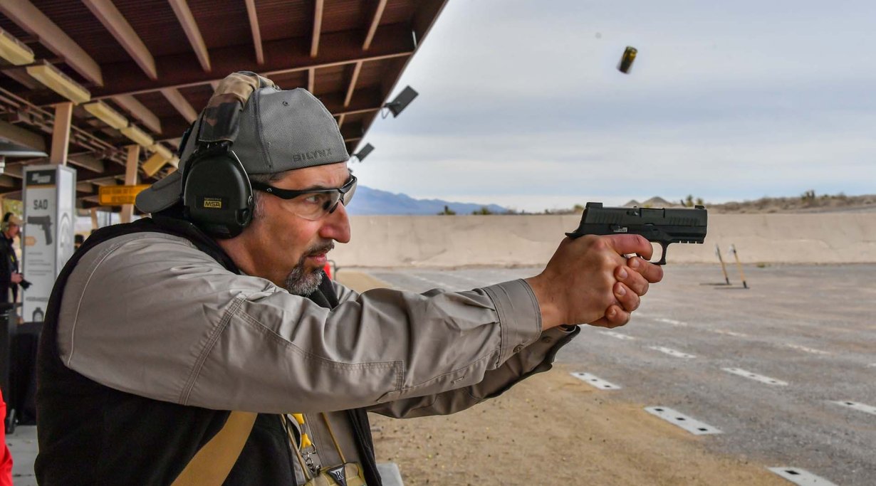 Shooting the SIG Sauer P320 X-Compact at Industry Day at the Range.