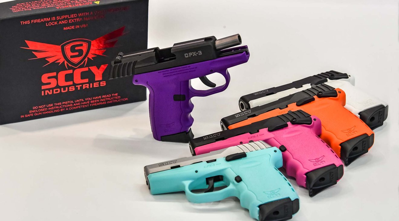 SCCY colored polymer frame CPX-1 and CPX-2 9mm semiauto pistols for self de...
