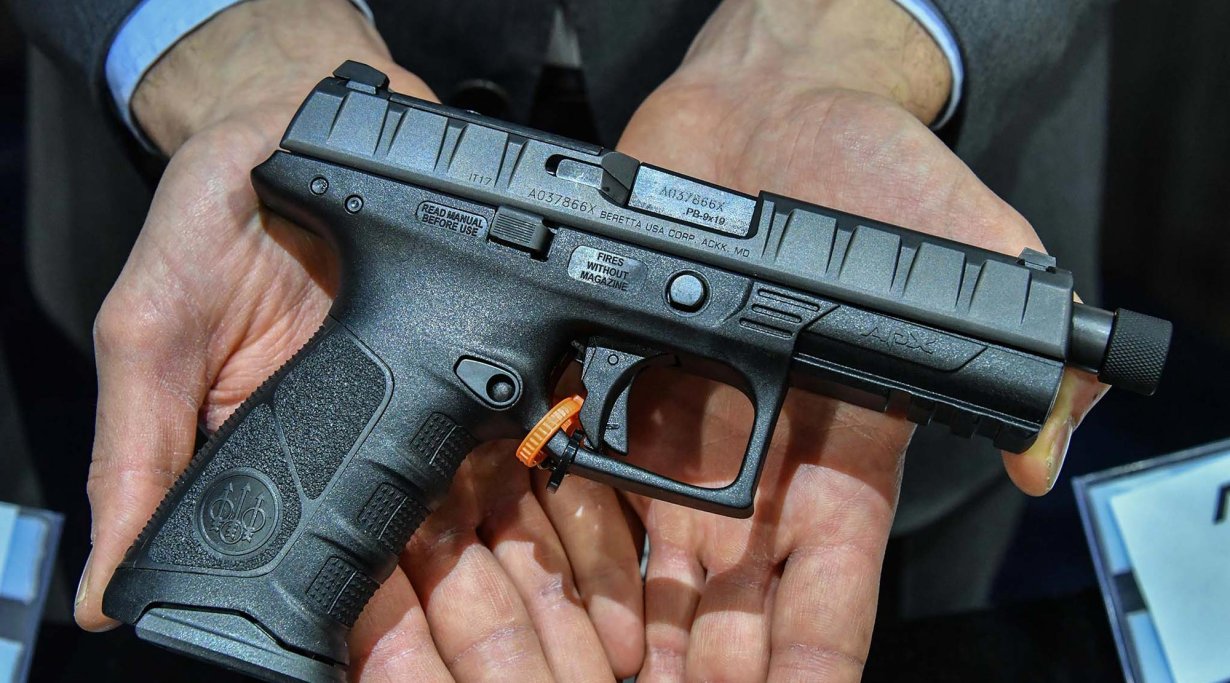 Beretta APX polymer pistol with elongated barrel
