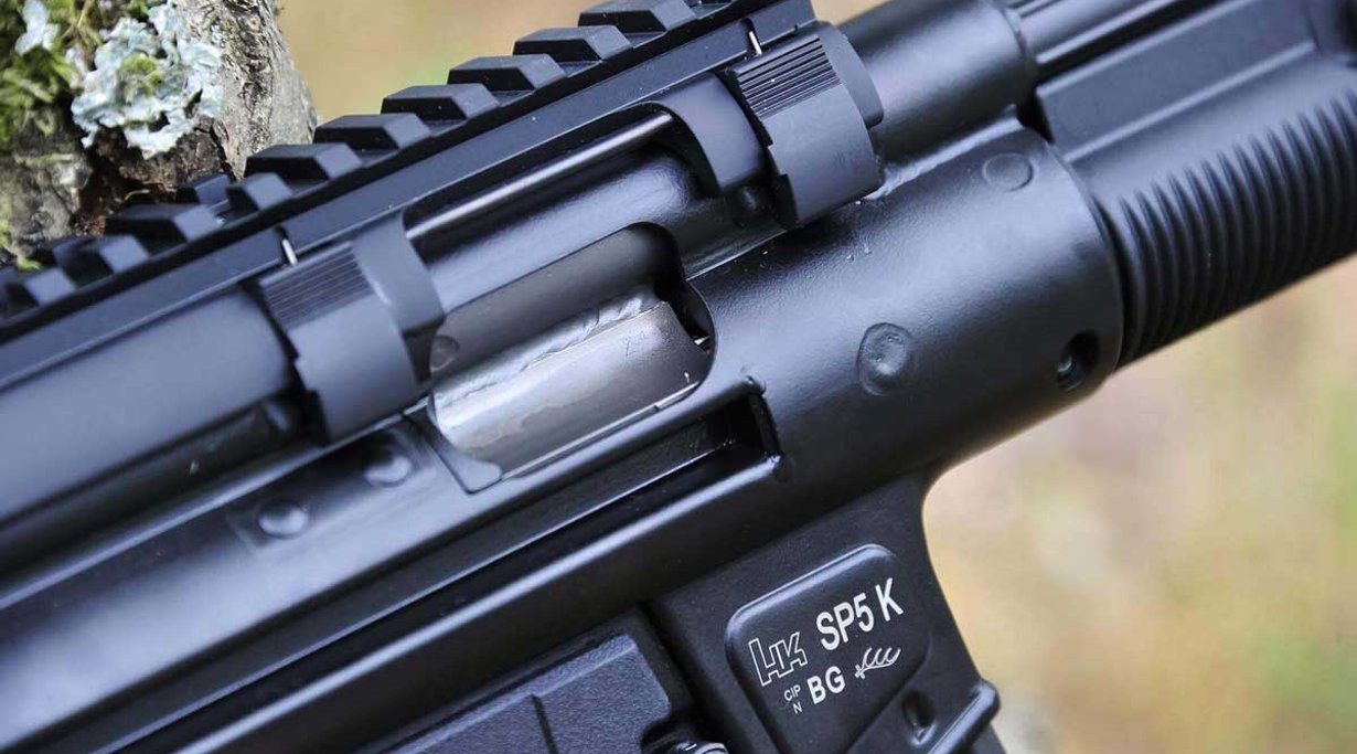 Ejection window of the Heckler & Koch SP5K semi-automatic pistol