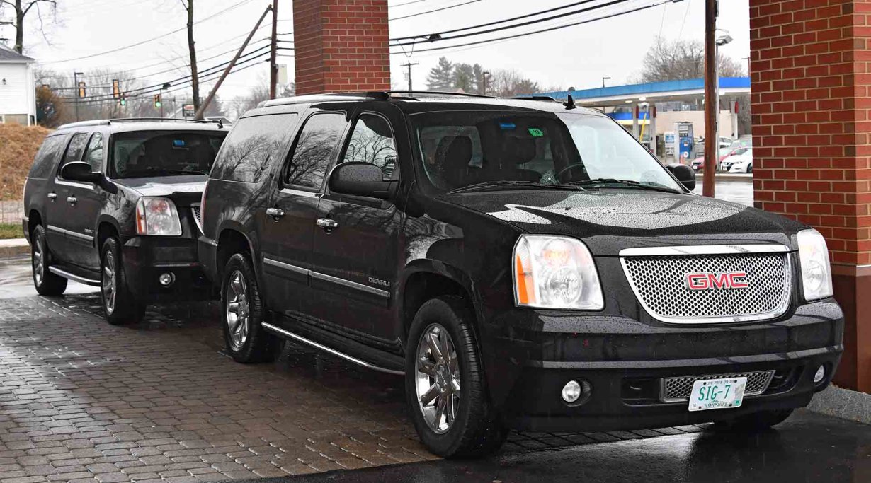 SIG Sauer Academy uses GMC Denali SUVs with custom SIG license plates. 