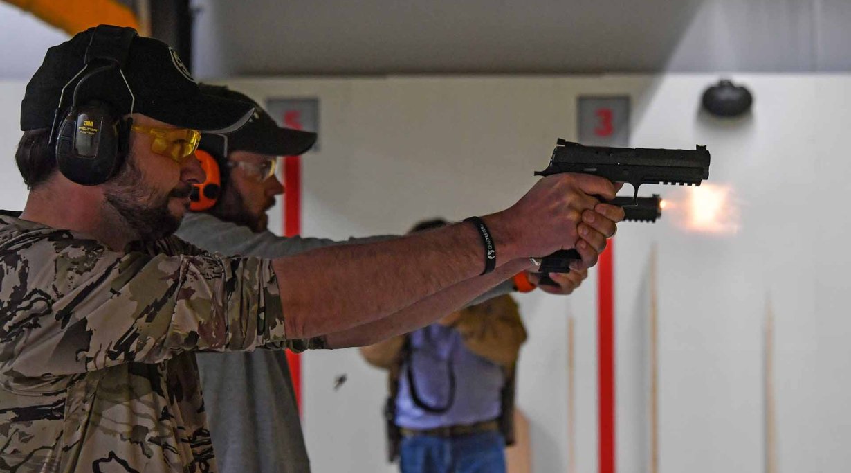 Live fire testing the SIG Sauer P320 X5 pistol at the SIG Sauer Academy in USA