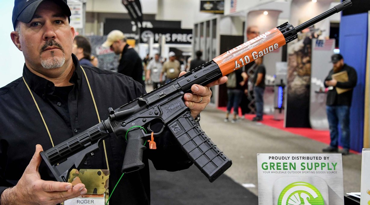 American Tactical AR-410 semiauto shotgun at the SHOT Show 2018