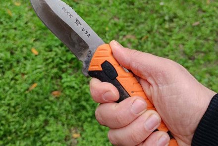 The Buck Pursuit offers two knurled areas to rest your thumb on