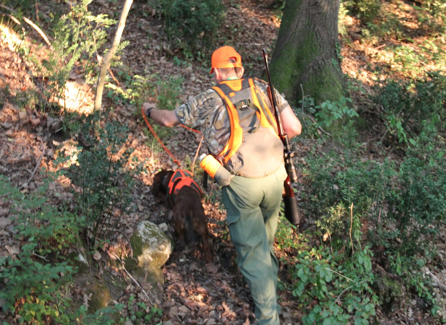 Hunting hoofed game: Riserva accessories for trackers A hunter and his hound