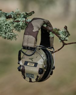 the Sordin Supreme Pro-X model with camo cups and headband