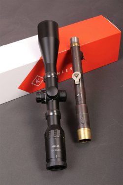 Long-term test: Kahles Helia 3.5-18x50i riflescope – A powerful scope for long range hunting  KAHLES Helia 3.5–18x50i riflescope next to the Kahles & Bondy riflescope from 1900