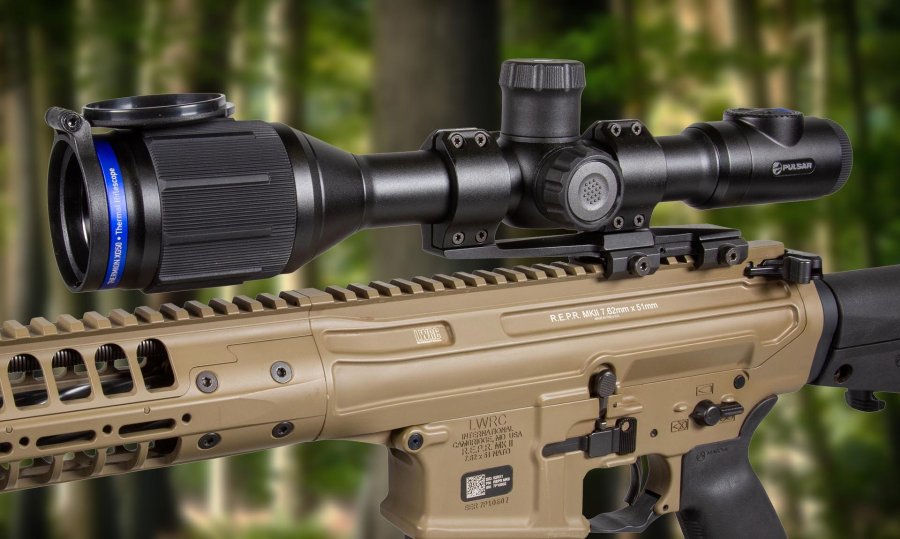 New Pulsar Thermion XG riflescope New Pulsar Thermion XG riflescope mounted on semiautomatic rifle