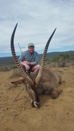 Dream Hunt: hunting Waterbuck in South Africa Hunter with his waterbuck trophy.