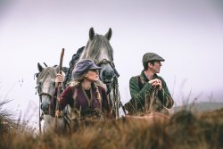 Red Stag stalking in Scotland with traditional highland ponies Debbie Anderson with traditional hill ponies on red stag stalk with ponies