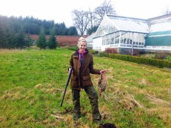 Sarah Mottram: Gamekeepers wife, underkeeper, keen shot and game cook Sarah Mottram with hen pheasant
