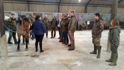 Lady who stalks from Scotland Deer pony demonstration with gamekeeping student group
