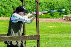 Deer officer and Stalker Audrey Watson Audrey Watson shooting clays with Caesar Guerini Tempio 20 gauge