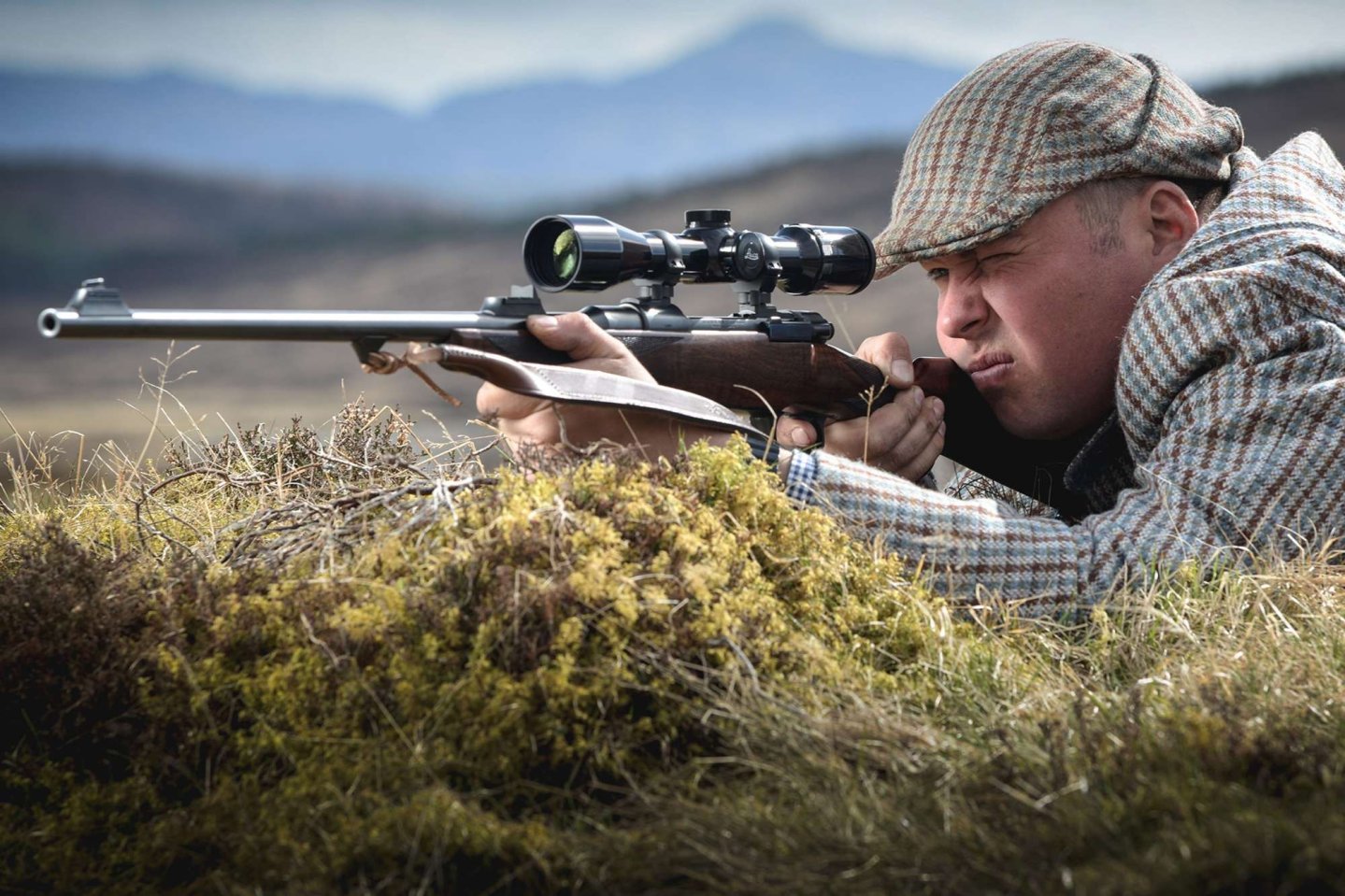 From Rigby, a new Highland Stalker rifle in .300 Winchester Magnum Man shooting with the Highland Stalker rifle