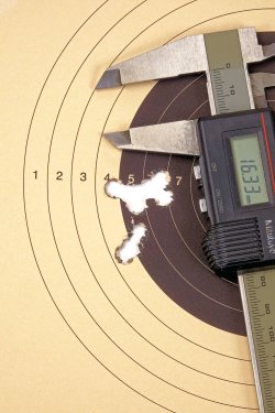 Test: Haenel Jaeger 10 bolt-action rifle with synthetic stock Haenel Jaeger 10 bolt-action rifle 10-shot group with RWS 147-grain