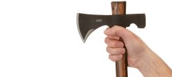 CRKT Black Woods Chogan T-Hawk, a heavy-duty tomahawk CRKT Black Woods Chogan T-Hawk in a hand