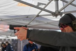 New polymer-and-steel Hexmag Glock magazines Shooter shooting with a Glock G26 Gen5