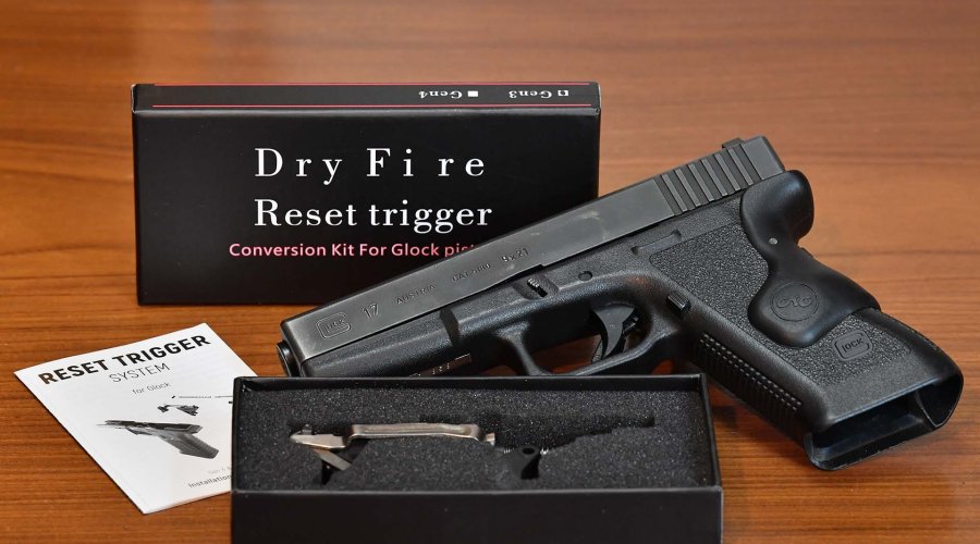 The Glock pistol-compatible dry fire trigger pack and firing pin kit