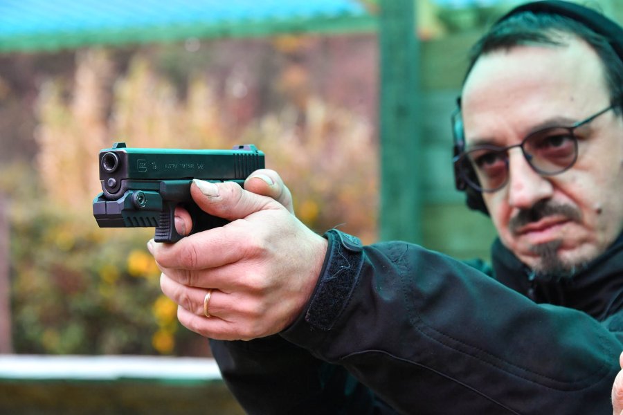 MantisX firearms training system The MantisX mounted on a Glock 19 Gen4 during a live fire exercise