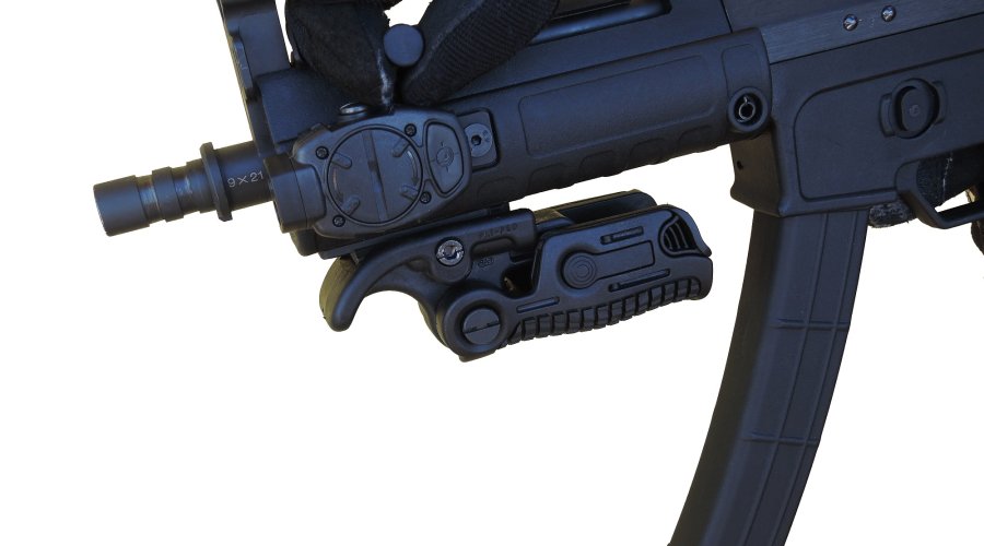 MFT Torch Backup tactical gunlight installed on a Sino Defense Manufacturing SMG-9 semi-automatic short barrel carbine