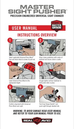 Real Avid Master Sight Pusher, for an easy and safe pistol sights replacement Real Avid Master Sight Pusher replacement in six steps