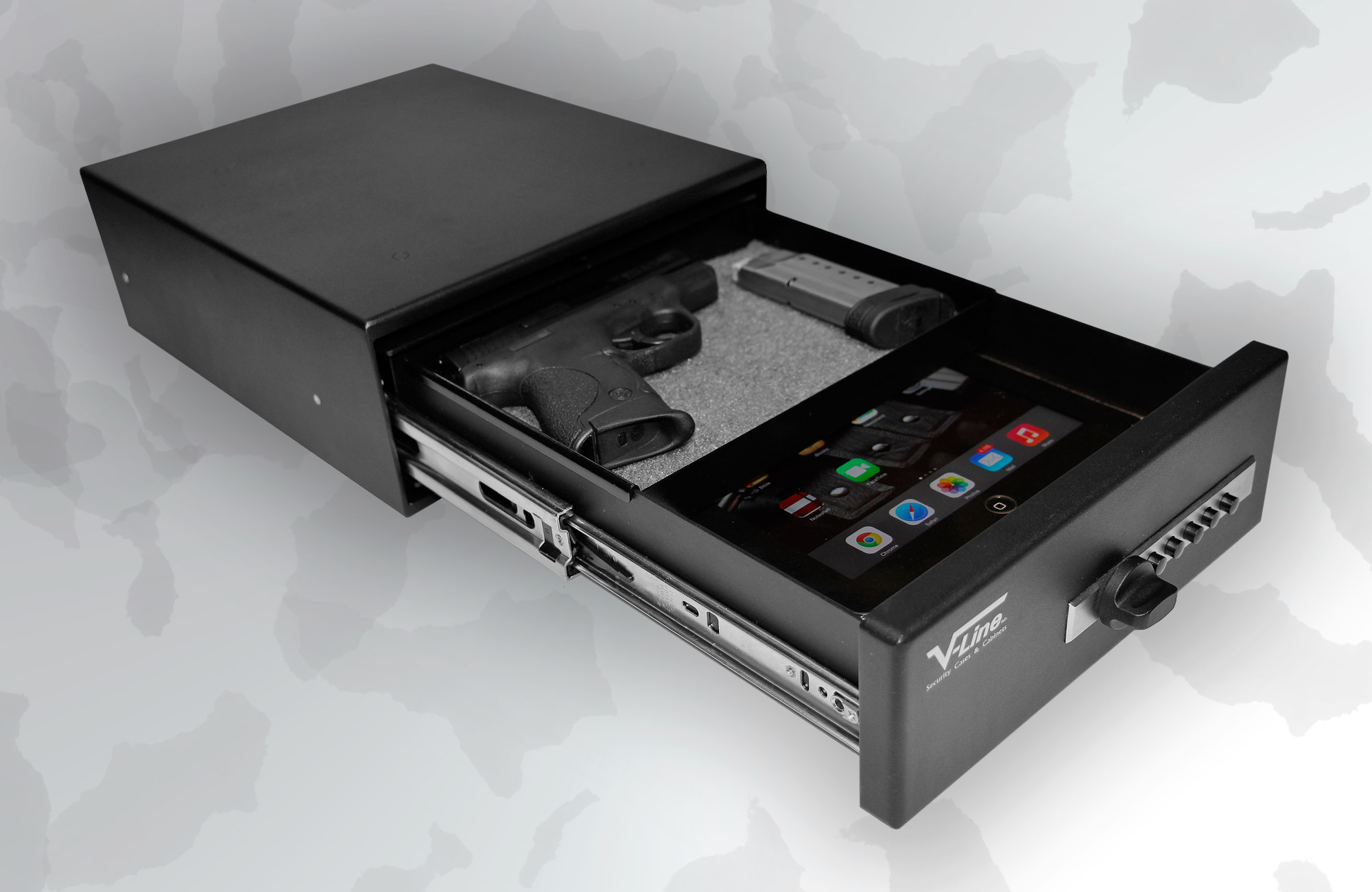 accessories: V-Line Slide-Away security case