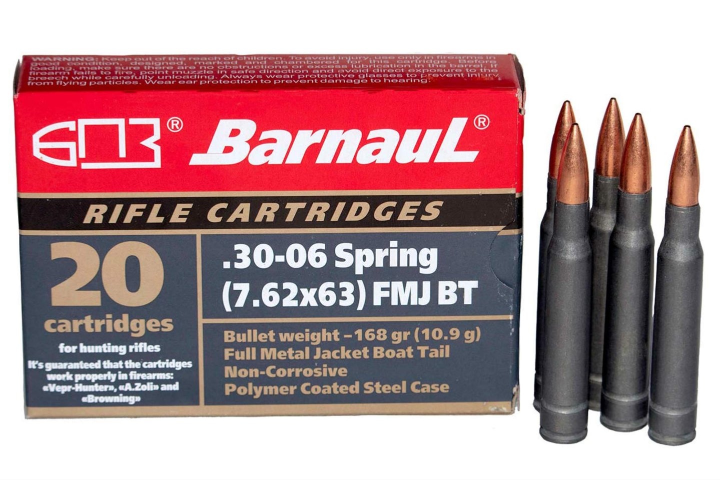 Barnaul's .30-06 cartridgeswith the 168-gr FMJ-BT bullet