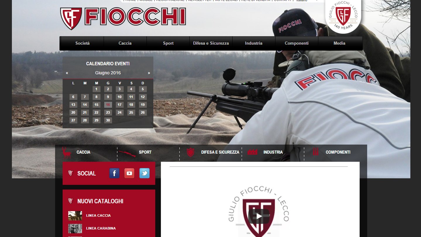 The home page of the Fiocchi website