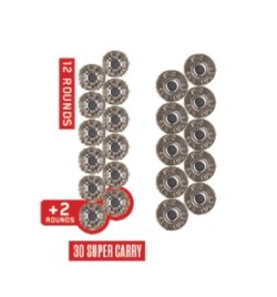 A whole new cartridge for self-defense: Federal introduces the 30 Super Carry the 30 Super Carry (left) and a standard 9mm Luger pistol's (right)
