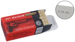 Recall of GECO .357 Magnum FMJ –
manufacturing codes O001, O002, O009 and N017. Das Fertigungszeichen der GECO 9 mm R Knall (Nitro RB) finden Sie innen auf dem Deckel der Dose.