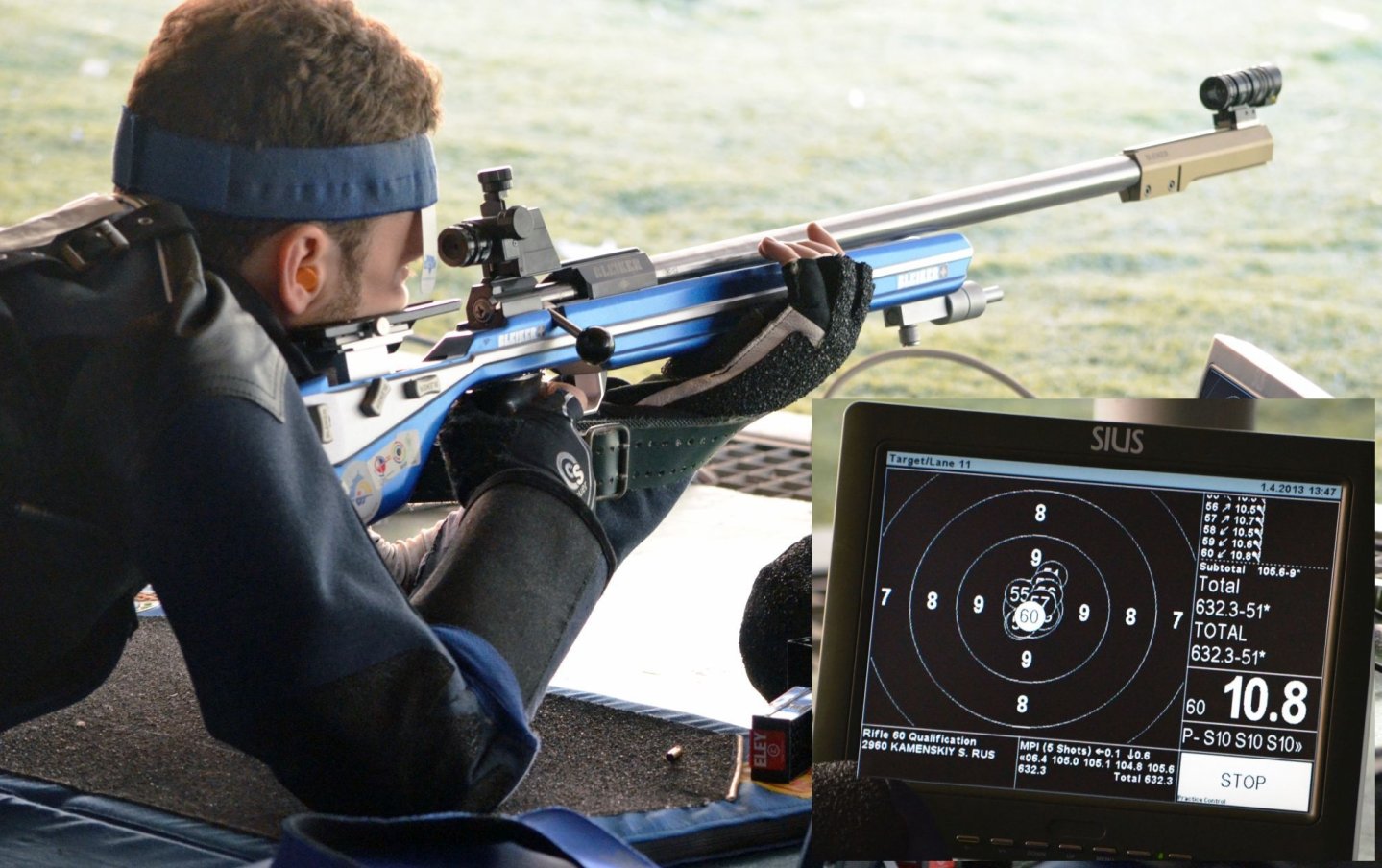 Scientific shooting test with match ammunition: there is no alternative to lead as a bullet material for sport shooters – Is the end of competitive sport looming? Weltrekordschuetze Kamenskij mit Ergebnis