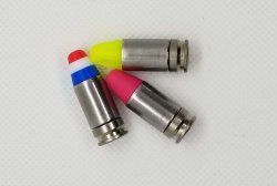 Shell Shock Technologies NAS3 composite shell cases 9x19 mm cartridges reloaded using Shell Shock Technologies' NAS3 composite shell cases