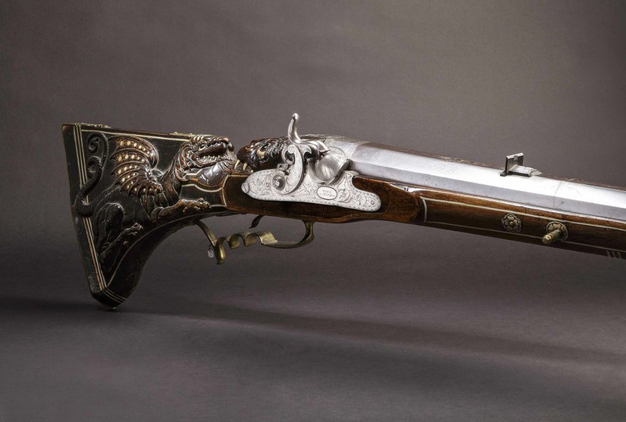 Hermann Historica Autumn Auction: unique pieces of enchantment 21 mm caliber rifle manufactured in Leipzig in 1734
