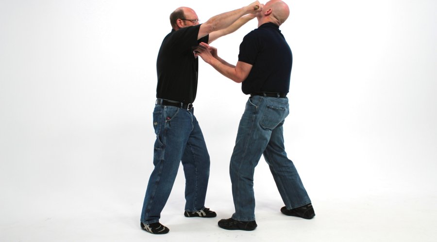 Sequence of defense techniques with the walking stick