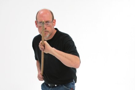Self-defense and unarmed defense part 9 - Advanced stick techniques Standard position with the walking stick to ward off.