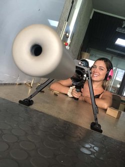 A young gun influencer: interview with Danielle Valkyrie Danielle Valkyrie on the shooting line with the rifle