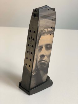 Lesoltac, laser engraving for your guns Pulp Fiction engraving on magazine