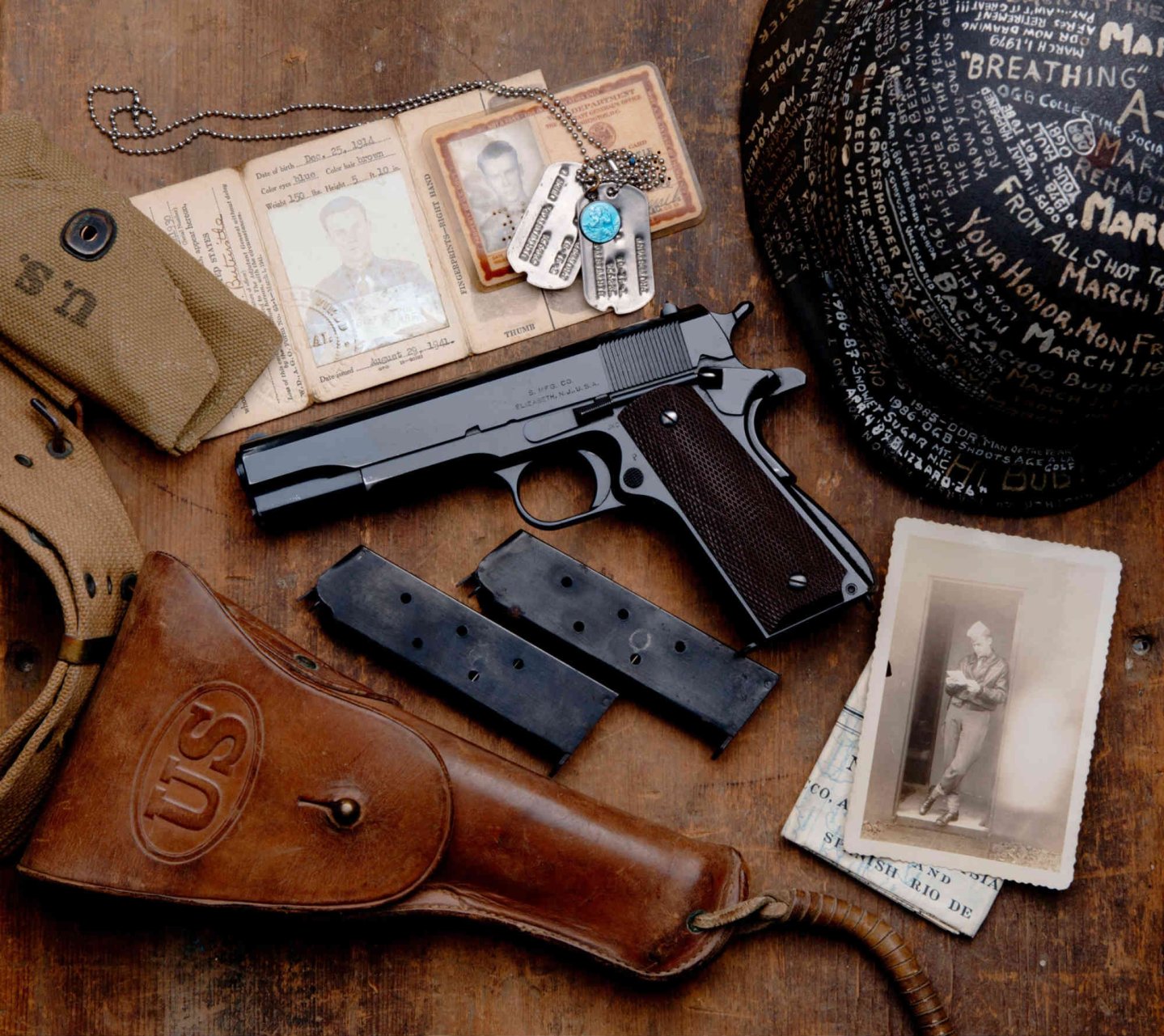 A Singer-made 1911A1 accompanied by an archive of military