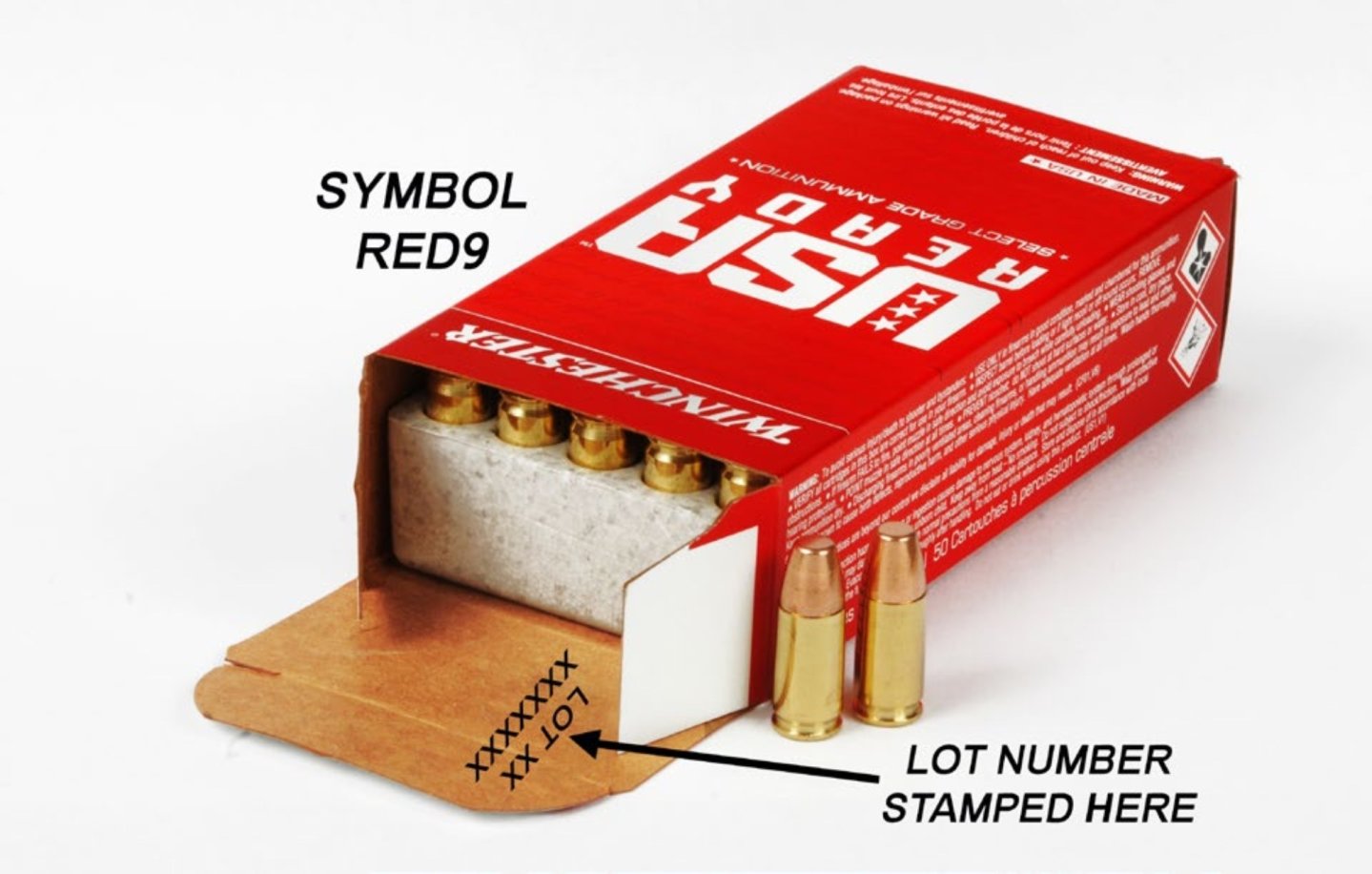 Product warning and recall notice for some Winchester and Browning 9mm ammo Winchester 9mm ammo package
