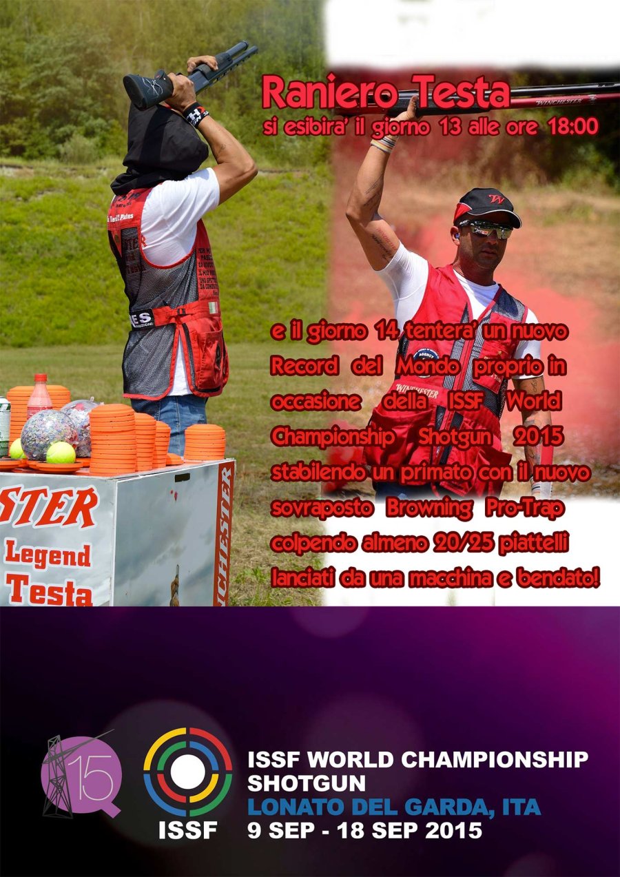 Raniero Testa hunting for... another record Extreme shooting champion Raniero Testa will perform in northern Italy in September, attempting to break a new record
