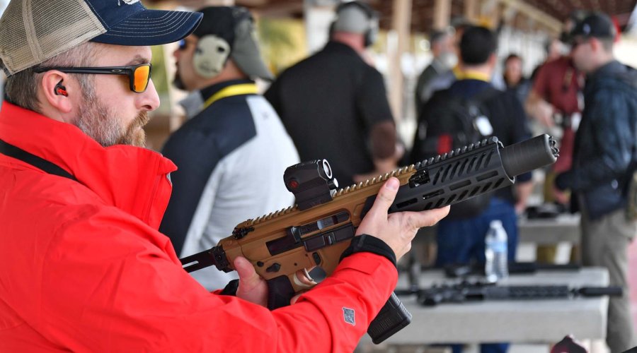 The MCX Canebrake in .300BK pistol, showcased by a SIG Instructor at the SIG Sauer Premier Media Day 2019.