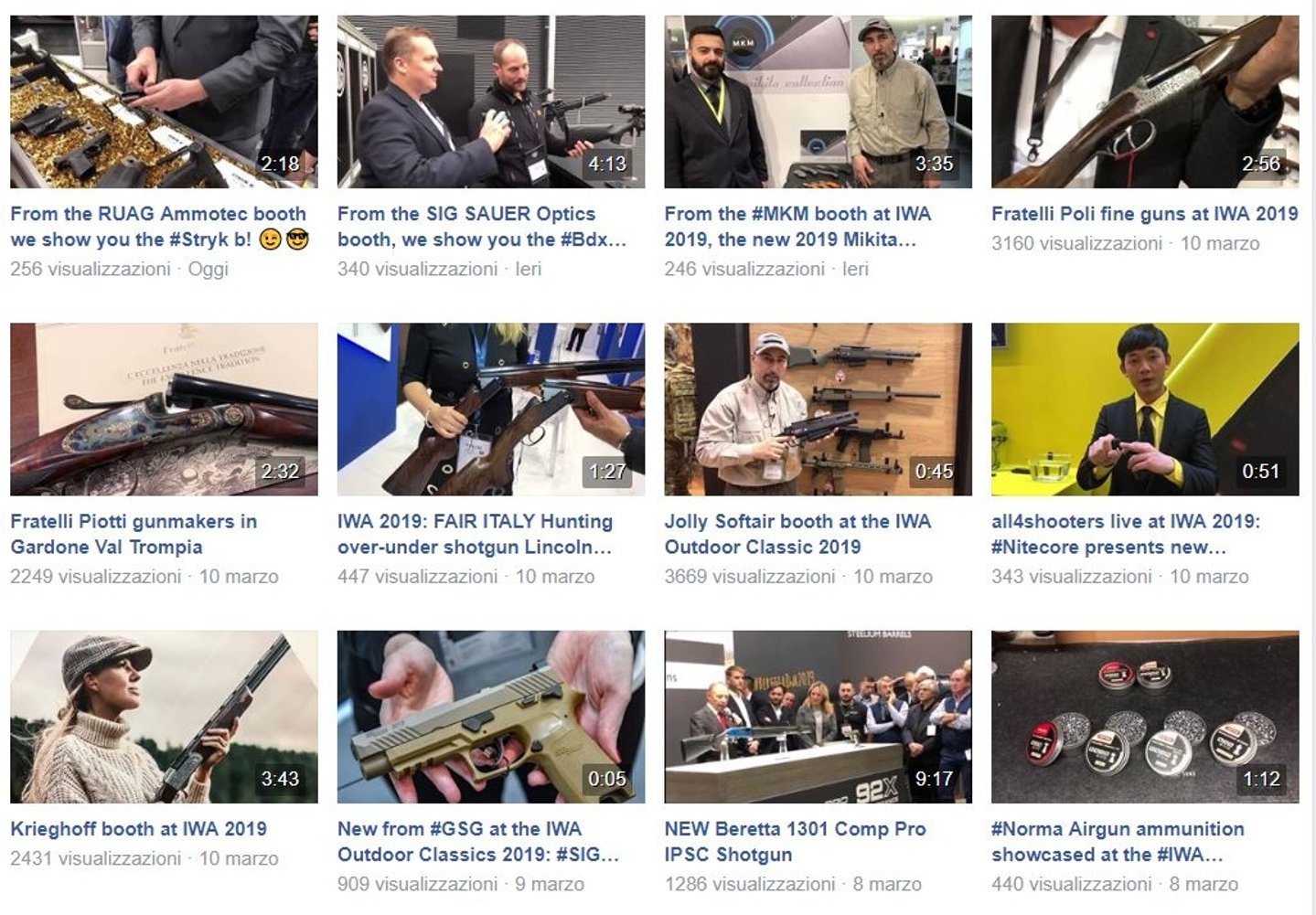 Übersichtsseite mit Videos von der SHOT Show 2019.