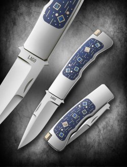 Ron Lake, the man who reinvented the custom knife Knives with Lake name translated in Italian