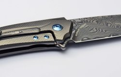 A detail of the Damascus steel blade version