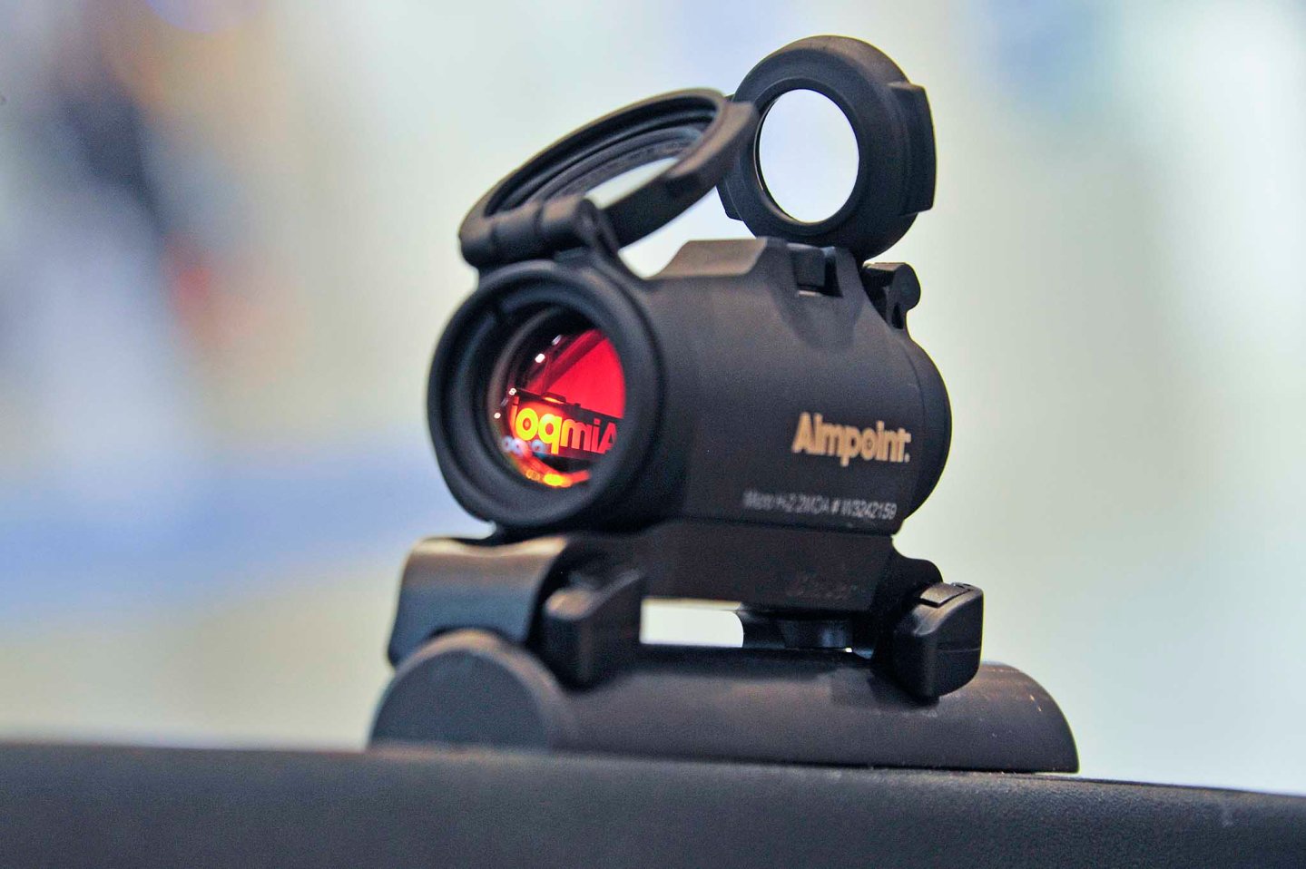 Diamant S.r.l. showcased the Aimpoint Micro H2 red dot sight at the 2016 HIT Show