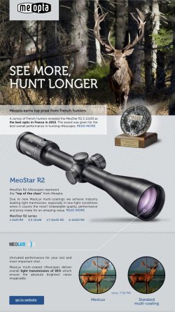 Meopta MeoStar R2 in "Connaissance de la Chasse" win! Meopta MeoStar R2 scope line awarded with the "Connaissance de la Chasse" prize