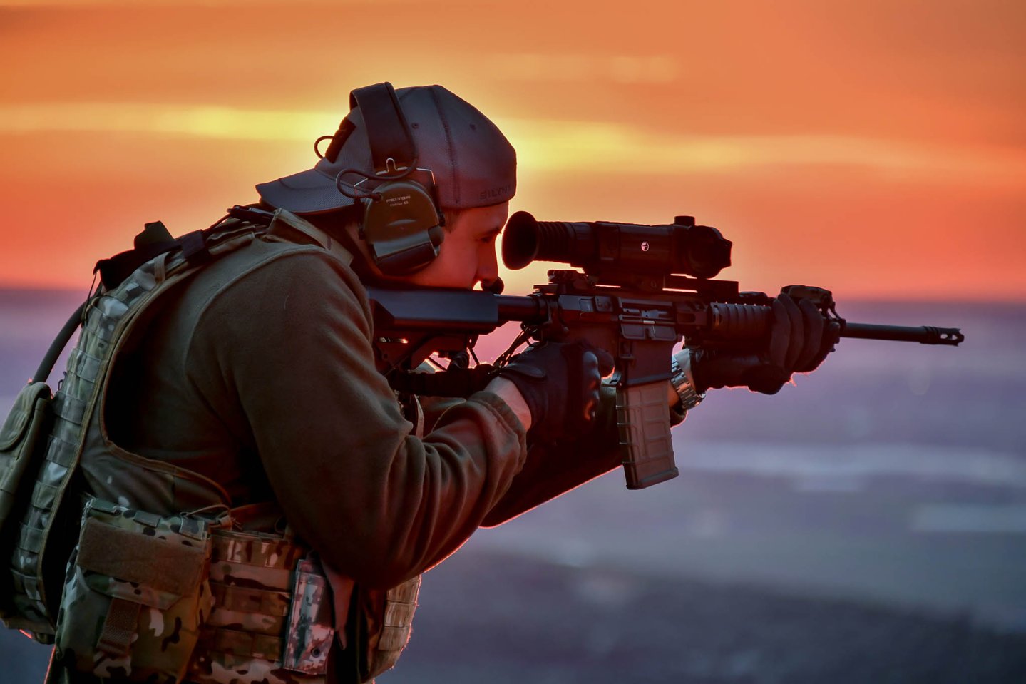 Trail XP 50 thermal riflescope mounted on a rifle