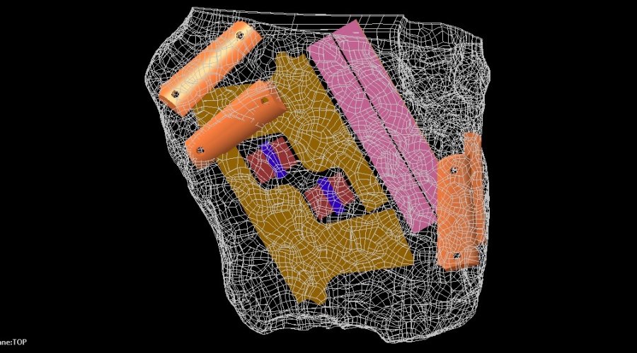 A 3D laser scan of the Gibeon meteorite portion used to manufacture the Cabot Guns Big Bang pistols set