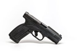 Caracal pistol strikes back Caracal EF, striker-fired, polymer-framed 9mm pistol, side view.